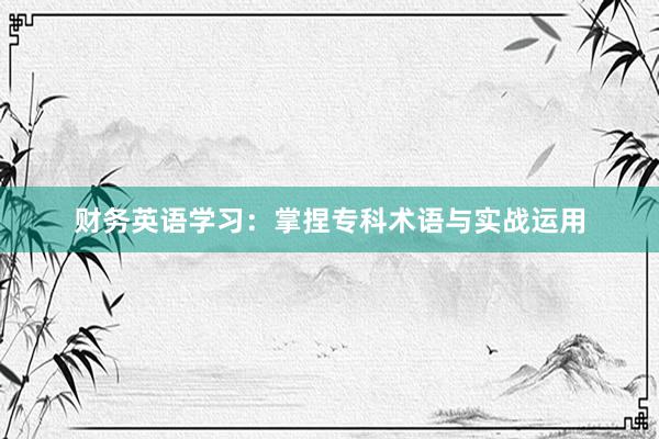 财务英语学习：掌捏专科术语与实战运用
