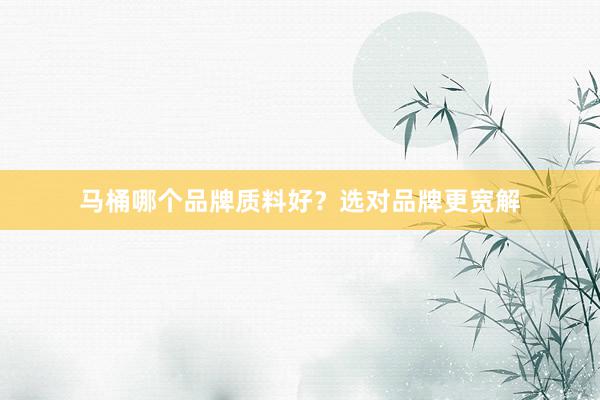马桶哪个品牌质料好？选对品牌更宽解