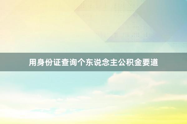 用身份证查询个东说念主公积金要道
