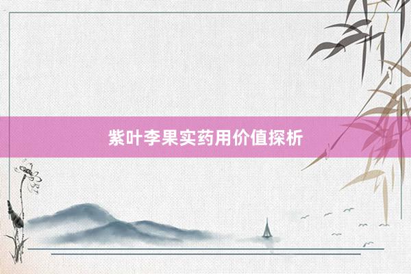 紫叶李果实药用价值探析
